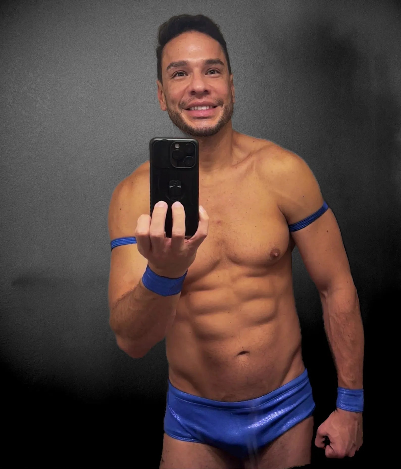 Royal Blue Men’s Pro Wrestling Briefs – Matching Wrist and Bicep Bands, Athletic Ring Gear