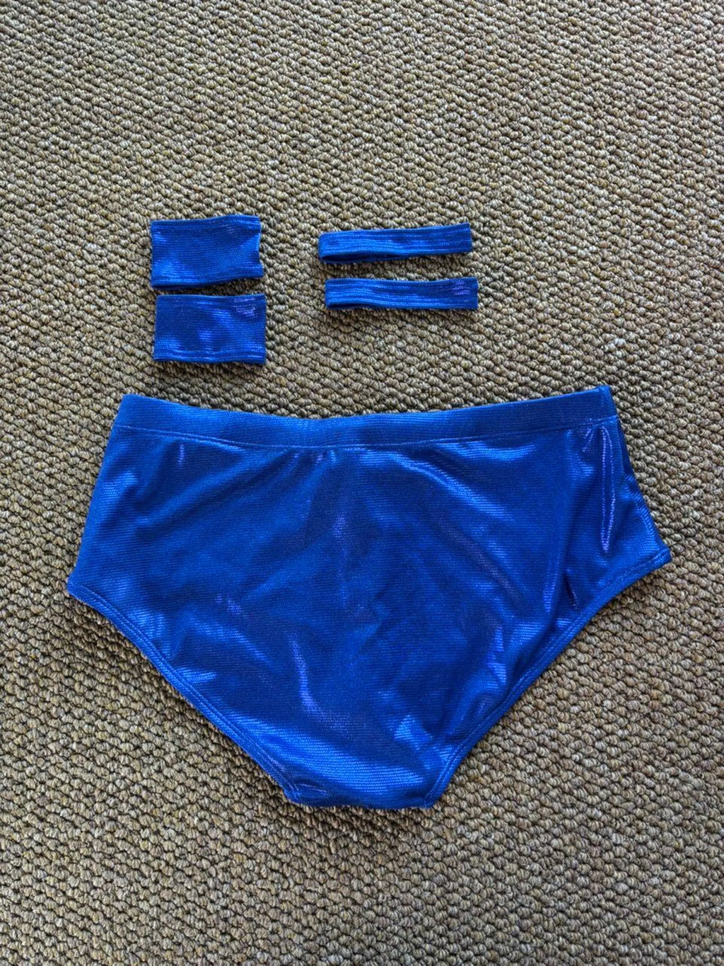 Royal Blue Men’s Pro Wrestling Briefs – Matching Wrist and Bicep Bands, Athletic Ring Gear