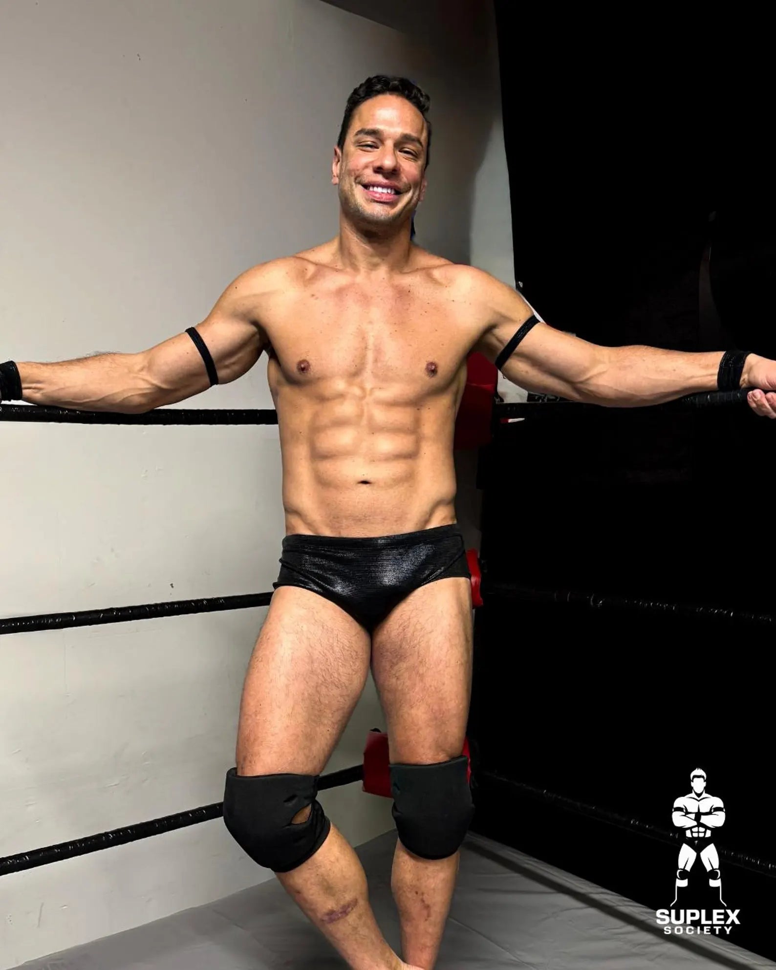 Black Men’s Pro Wrestling Briefs – Matching Wrist and Bicep Bands, Athletic Ring Gear