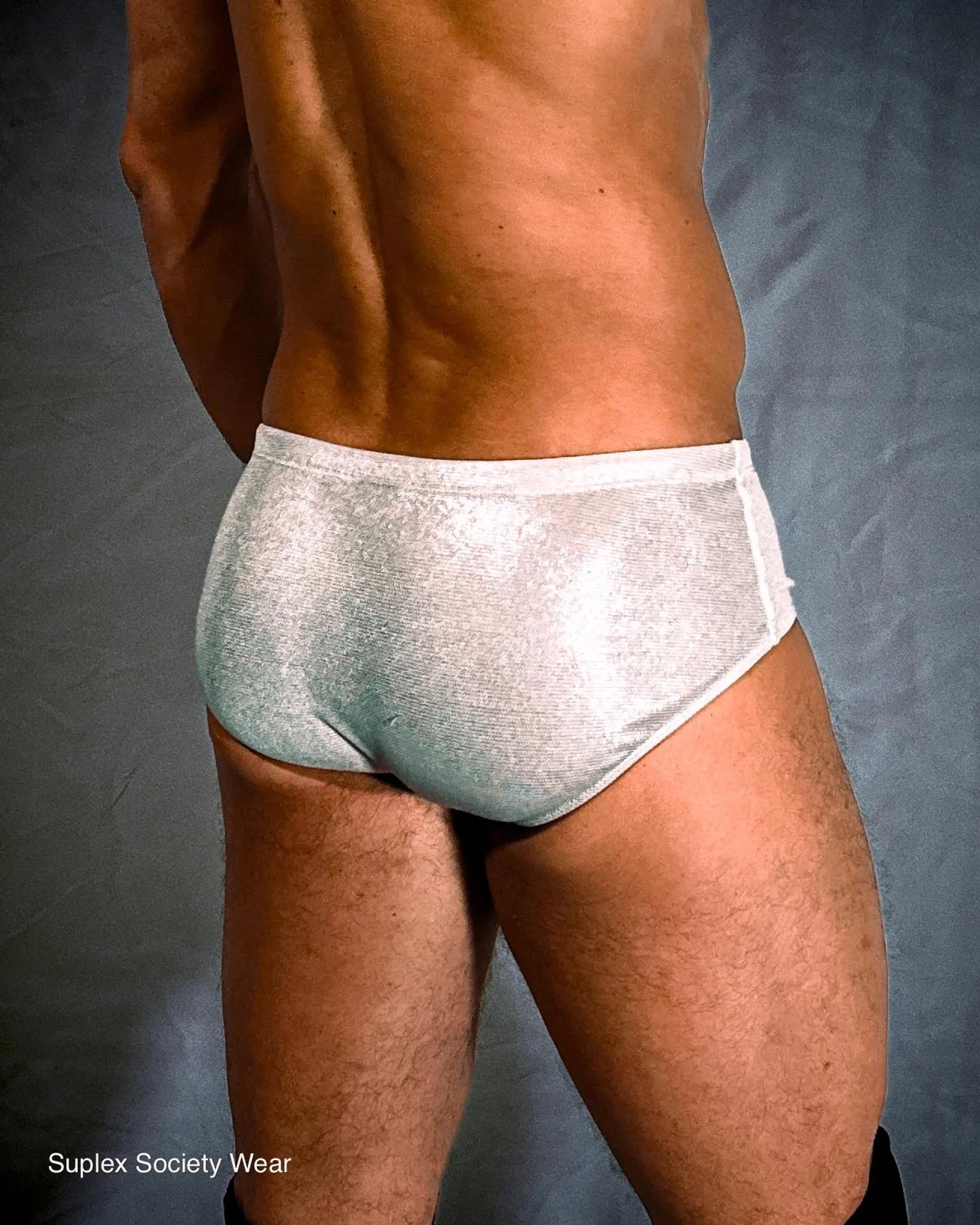 White Men’s Pro Wrestling Briefs – Matching Wrist and Bicep Bands, Athletic Ring Gear